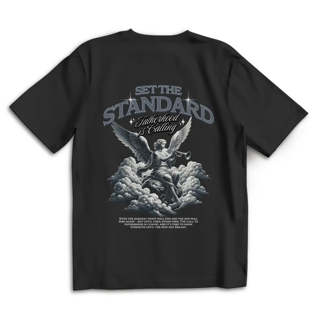 Set The Standard – Black Oversize T-Shirt – Streetwear für Väter – Rückenansicht | Vaterstück