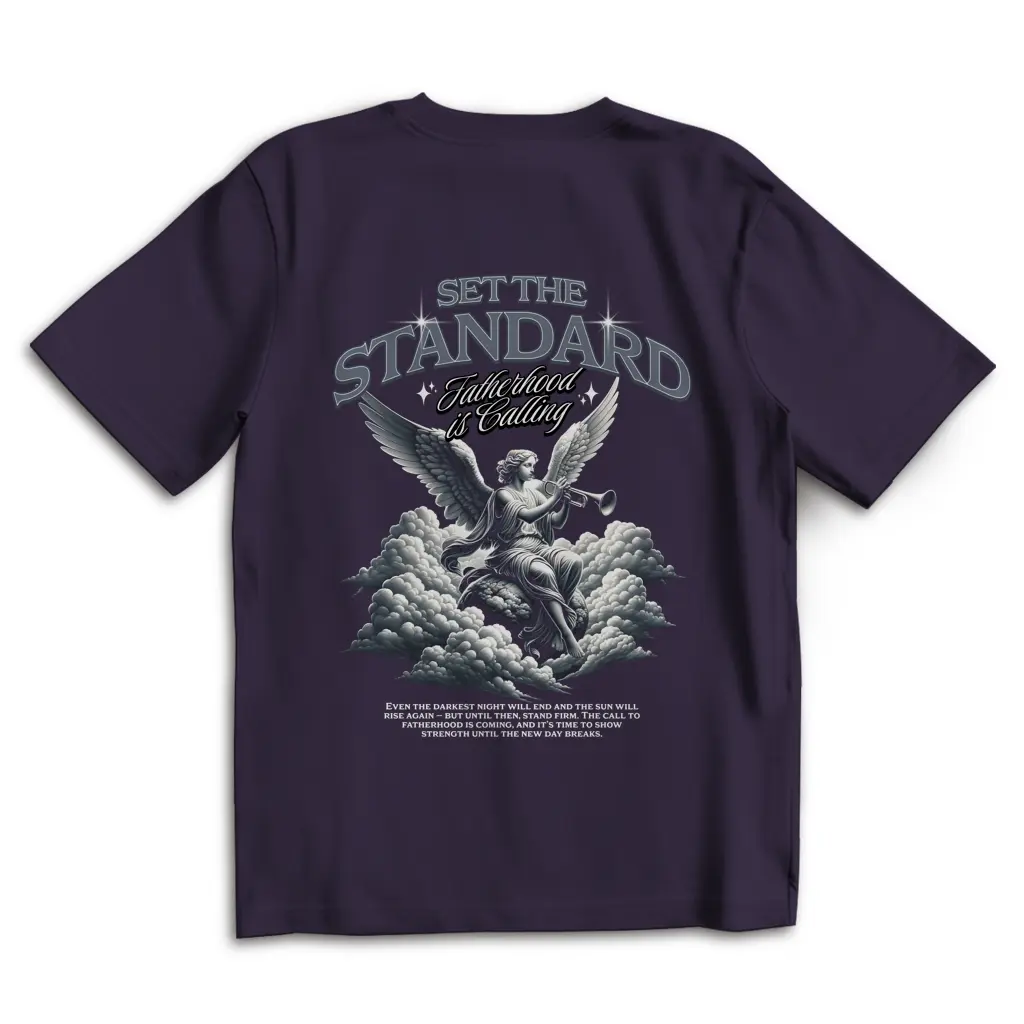 Set The Standard – Purple Night Oversize T-Shirt – Streetwear für Väter – Rückenansicht | Vaterstück