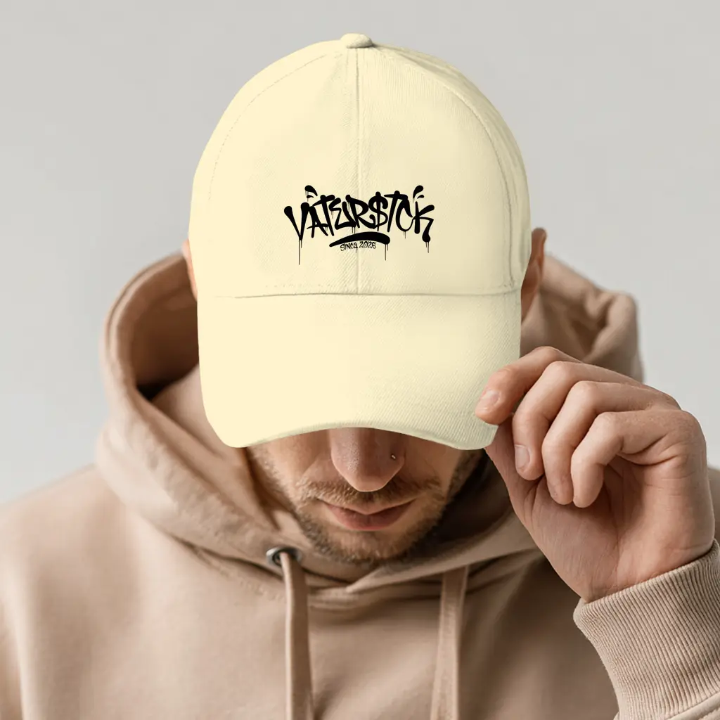 Signature Tag – Sand Dad Cap – Streetwear für Väter – Frontansicht | Vaterstück