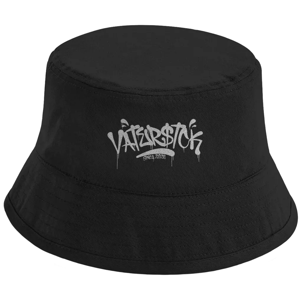 Signature Tag – Black Anglerhut – Streetwear für Väter – Frontansicht | Vaterstück