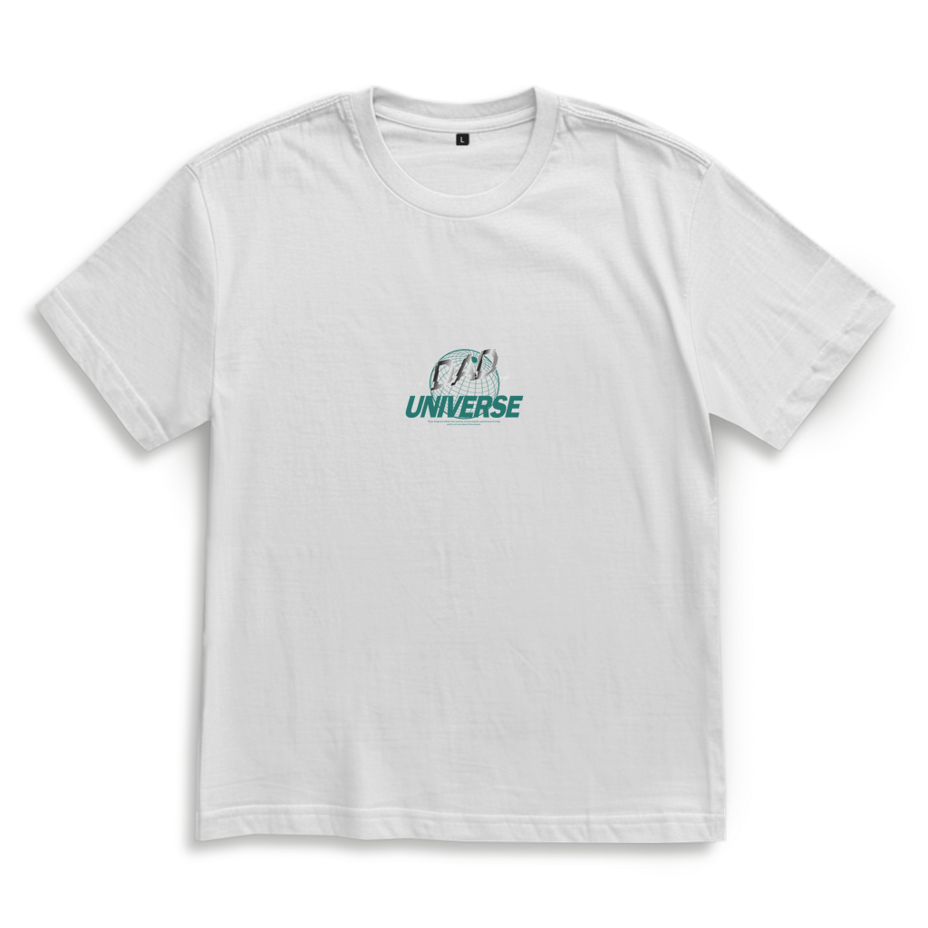 Dad Universe – White Oversize T-Shirt – Streetwear für Väter – Frontansicht | Vaterstück