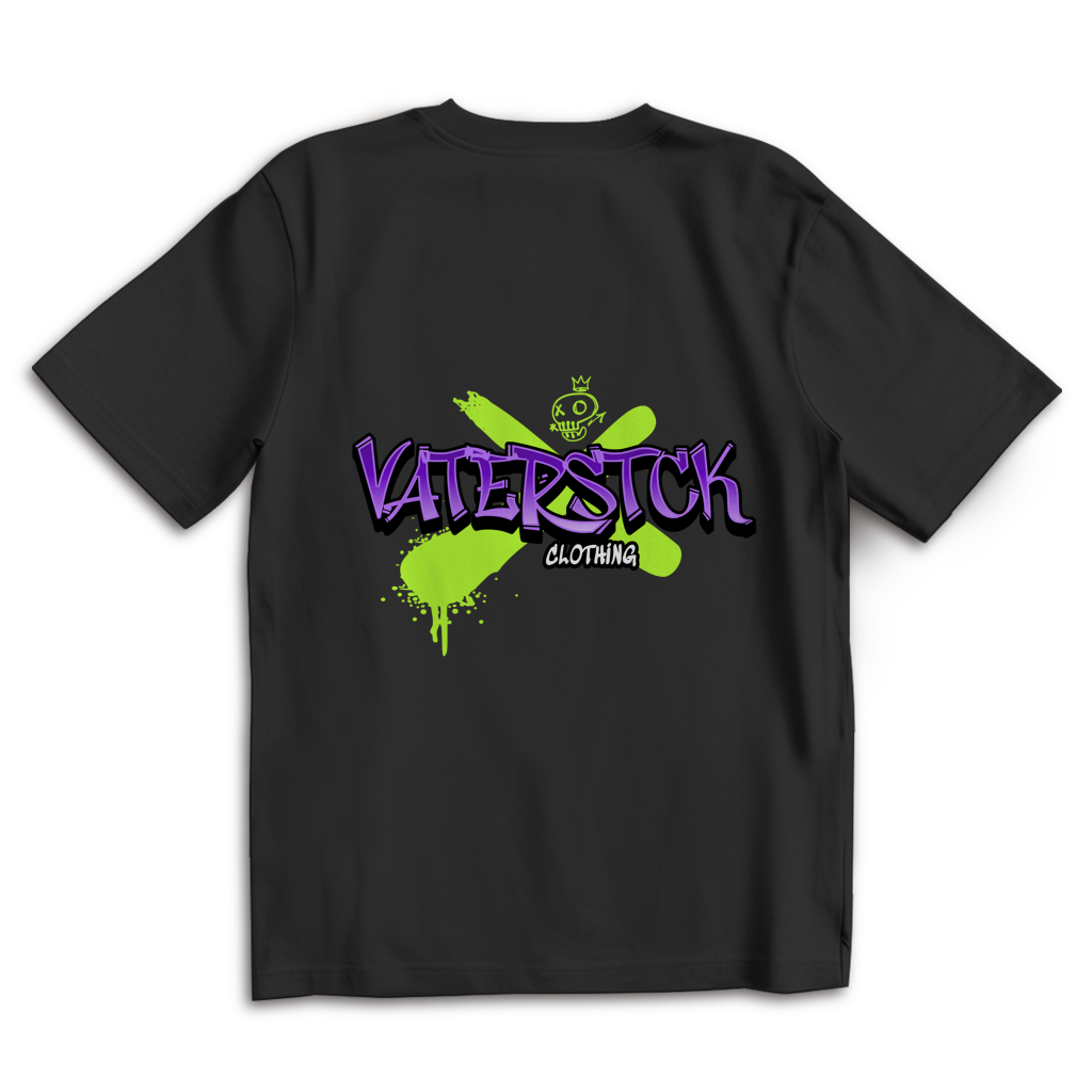Vaterstück Clothing Graffiti – Black Oversize T-Shirt – Streetwear für Väter – Rückenansicht | Vaterstück