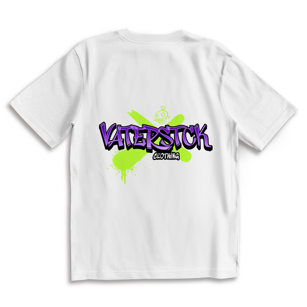 Vaterstück Clothing Graffiti – White Oversize T-Shirt – Streetwear für Väter – Rückenansicht | Vaterstück