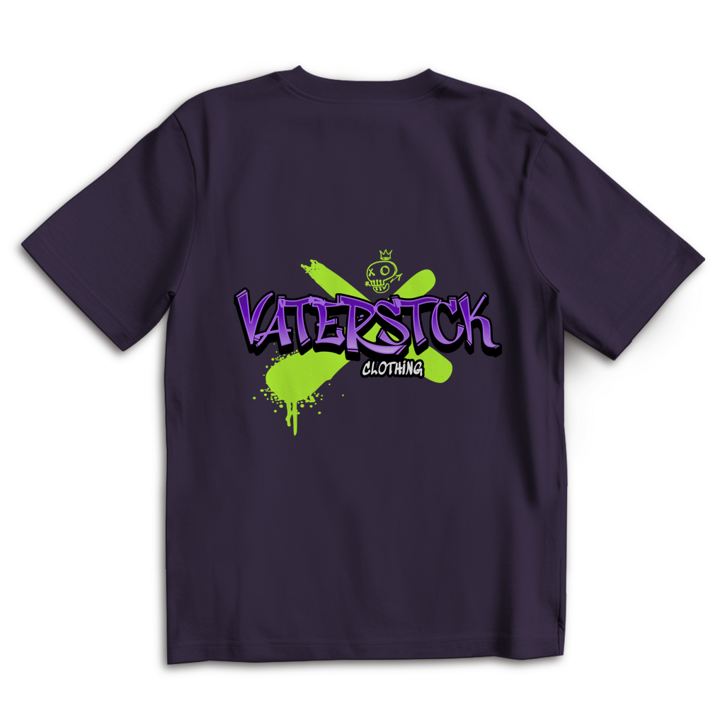 Vaterstück Clothing Graffiti – Purple Night Oversize T-Shirt – Streetwear für Väter – Rückenansicht | Vaterstück