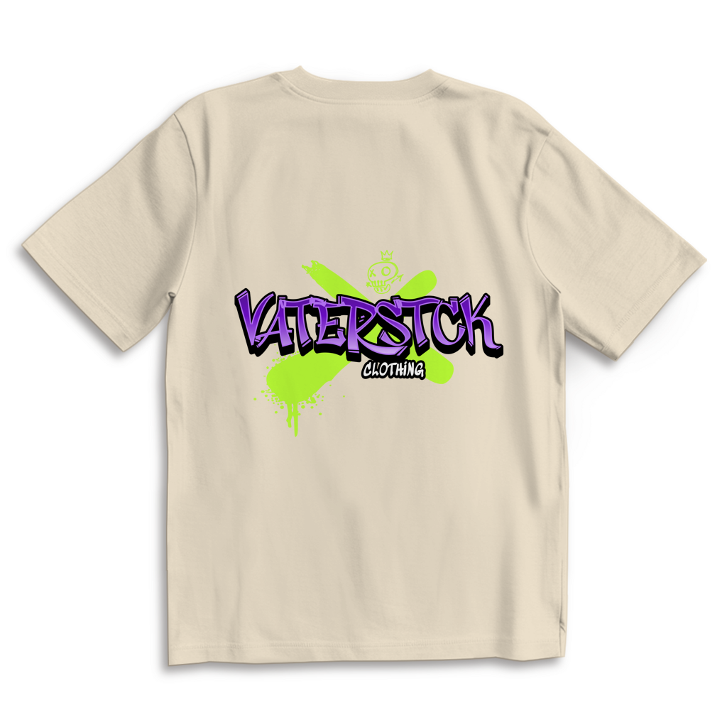 Vaterstück Clothing Graffiti – Sand Oversize T-Shirt – Streetwear für Väter – Rückenansicht | Vaterstück
