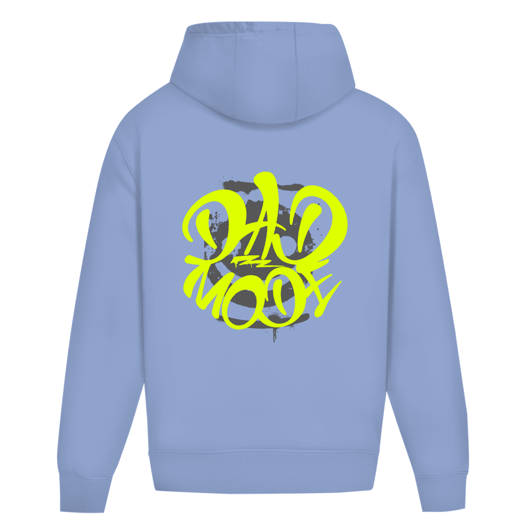 Dad Mode Smile – Powder Blue Oversize Hoodie – Streetwear für Väter – Rückenansicht | Vaterstück