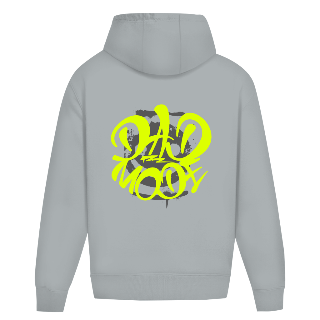 Dad Mode Smile – Light Asphalt Oversize Hoodie – Streetwear für Väter – Rückenansicht | Vaterstück