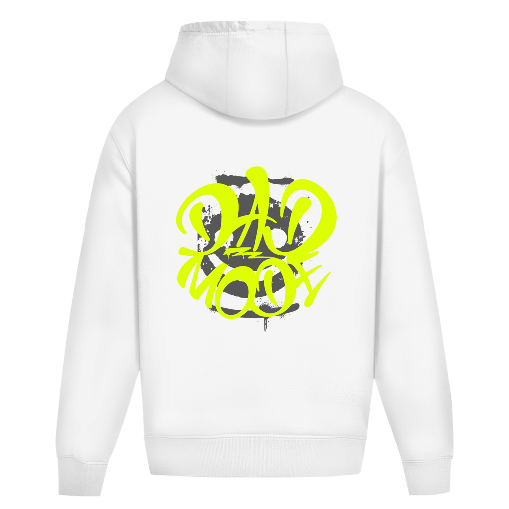 Dad Mode Smile – White Oversize Hoodie – Streetwear für Väter – Rückenansicht | Vaterstück