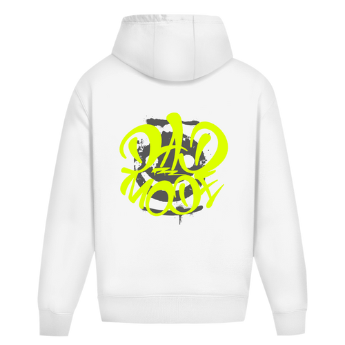 Dad Mode Smile – White Oversize Hoodie – Streetwear für Väter – Rückenansicht | Vaterstück