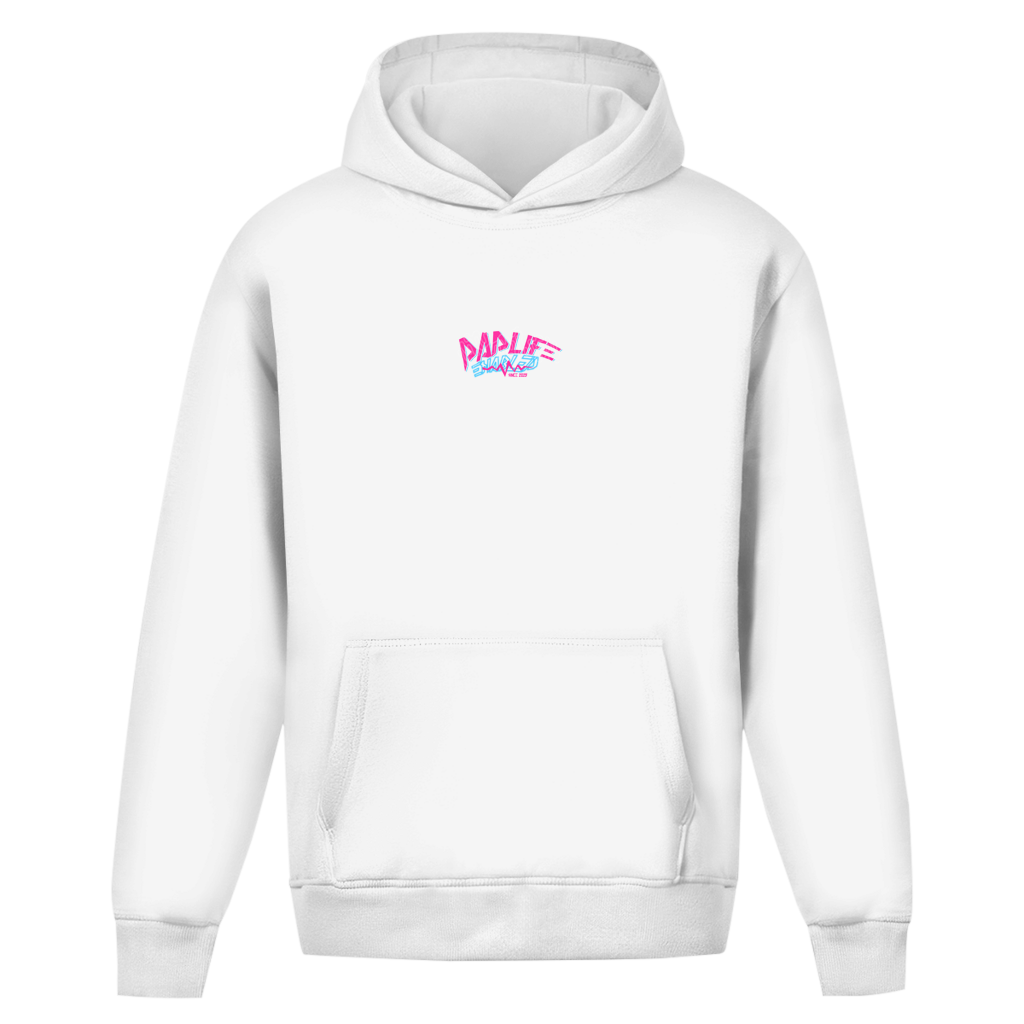 Dadlife Enable – White Oversize Hoodie – Streetwear für Väter – Frontansicht | Vaterstück