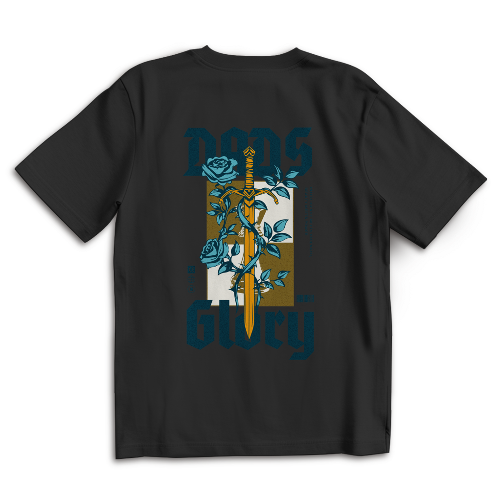 Dads Glory – Black Oversize T-Shirt – Streetwear für Väter – Rückenansicht | Vaterstück