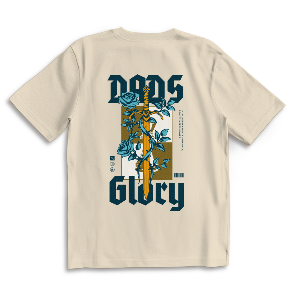 Dads Glory – Sand Oversize T-Shirt – Streetwear für Väter – Rückenansicht | Vaterstück