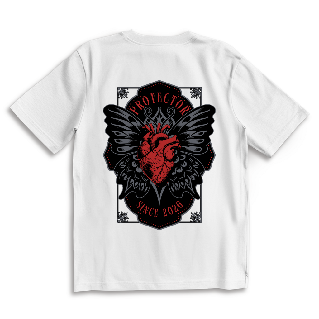 Protector – White Oversize T-Shirt – Streetwear für Väter – Rückenansicht | Vaterstück
