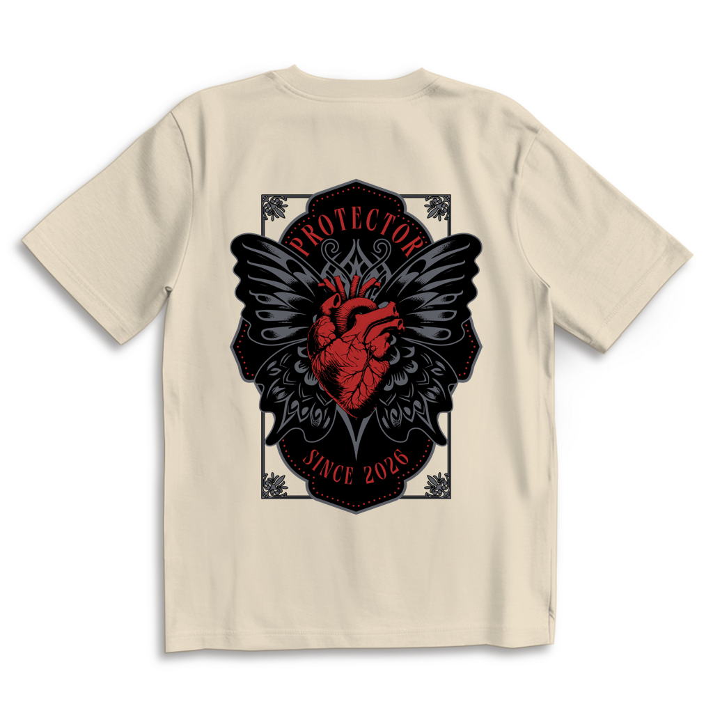Protector – Sand Oversize T-Shirt – Streetwear für Väter – Rückenansicht | Vaterstück