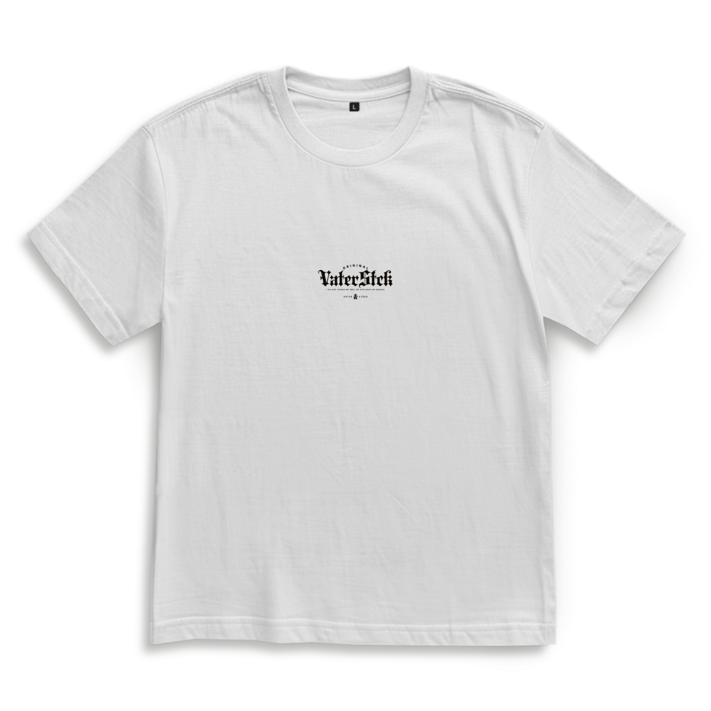 Original Vaterstück – White Oversize T-Shirt – Streetwear für Väter – Frontansicht | Vaterstück
