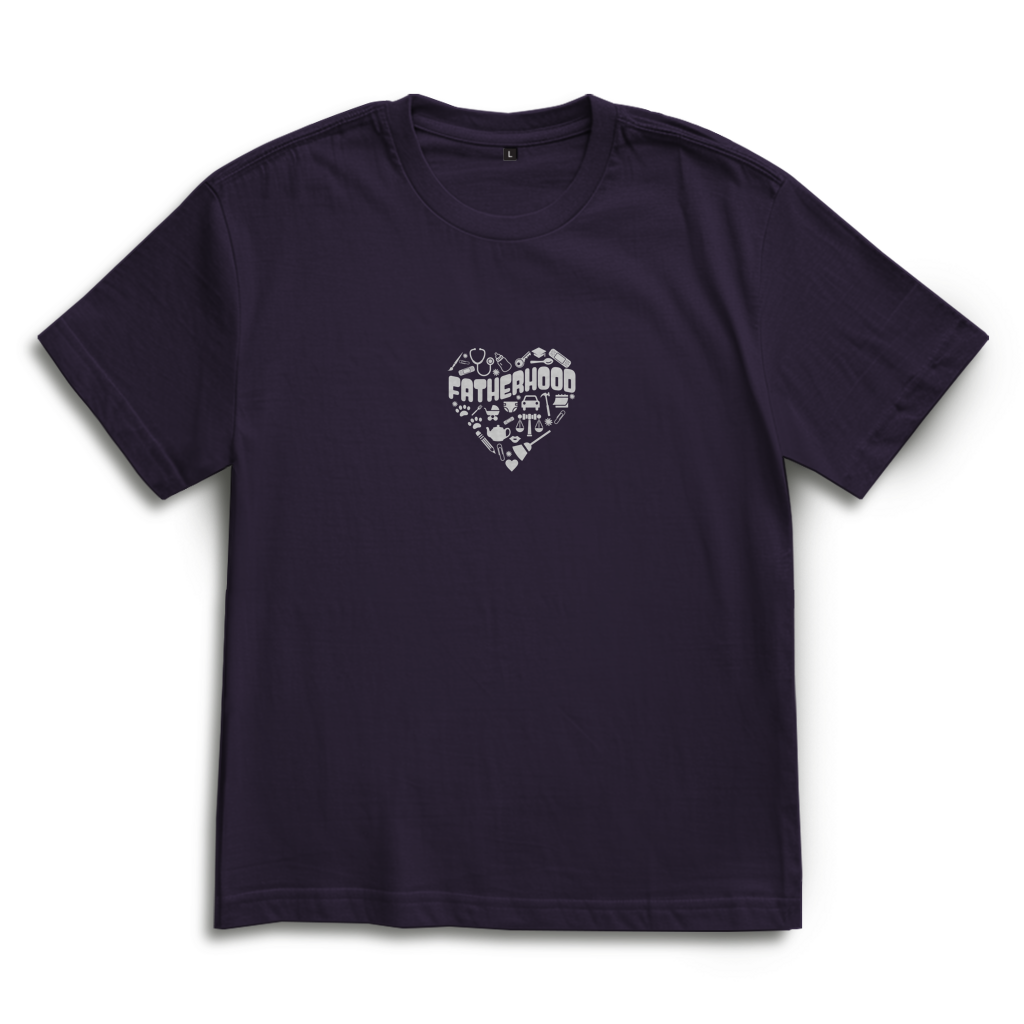 Fatherhood Heart – White Oversize T-Shirt – Streetwear für Väter – Frontansicht | Vaterstück