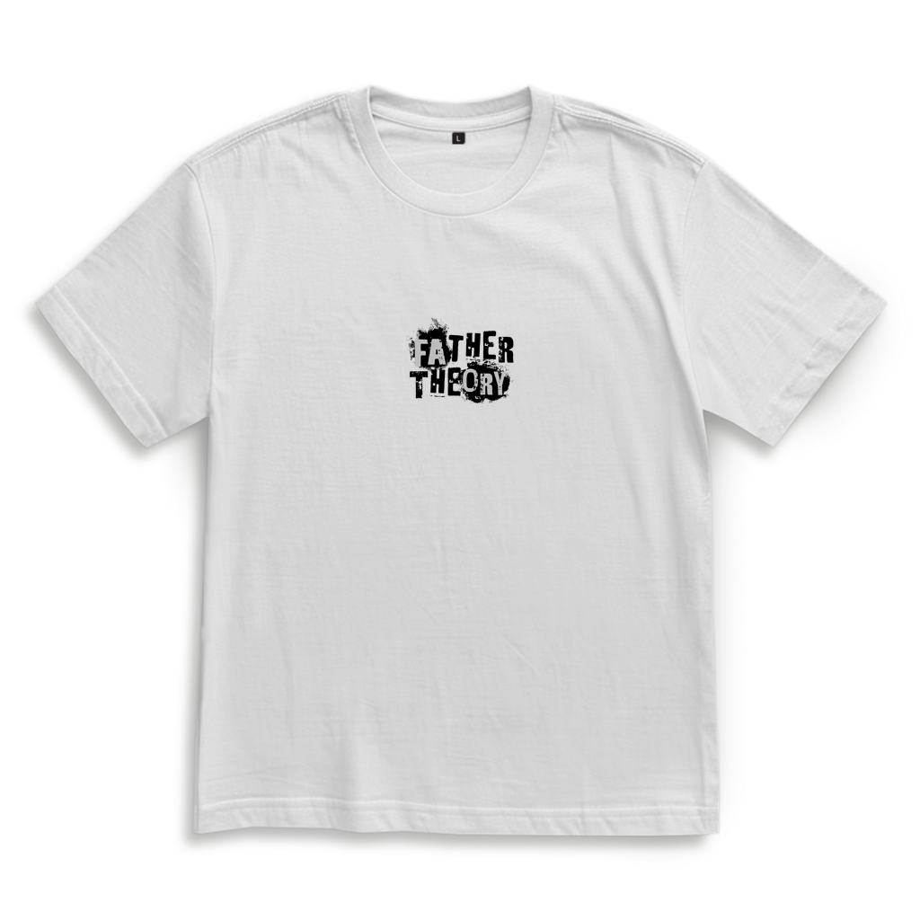 Father Theory – White Oversize T-Shirt – Streetwear für Väter – Frontansicht | Vaterstück
