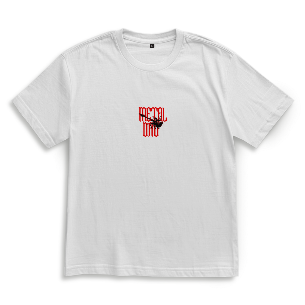 Metal Dad – White Oversize T-Shirt – Streetwear für Väter – Frontansicht | Vaterstück
