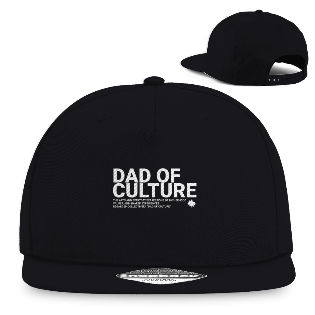 Dad of Culture – Black Snapback Cap – Streetwear für Väter – Frontansicht | Vaterstück