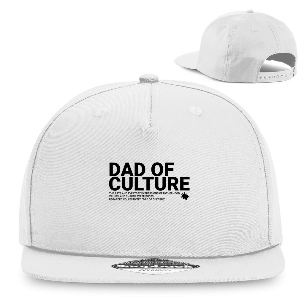 Dad of Culture – White Snapback Cap – Streetwear für Väter – Frontansicht | Vaterstück