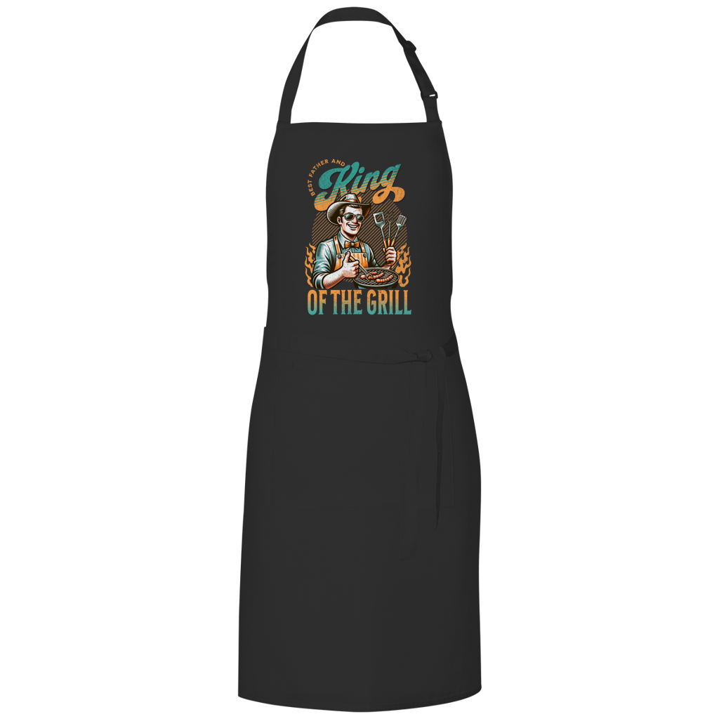 King of the Grill – Black Grillschürze – Streetwear für Väter – Frontansicht | Vaterstück