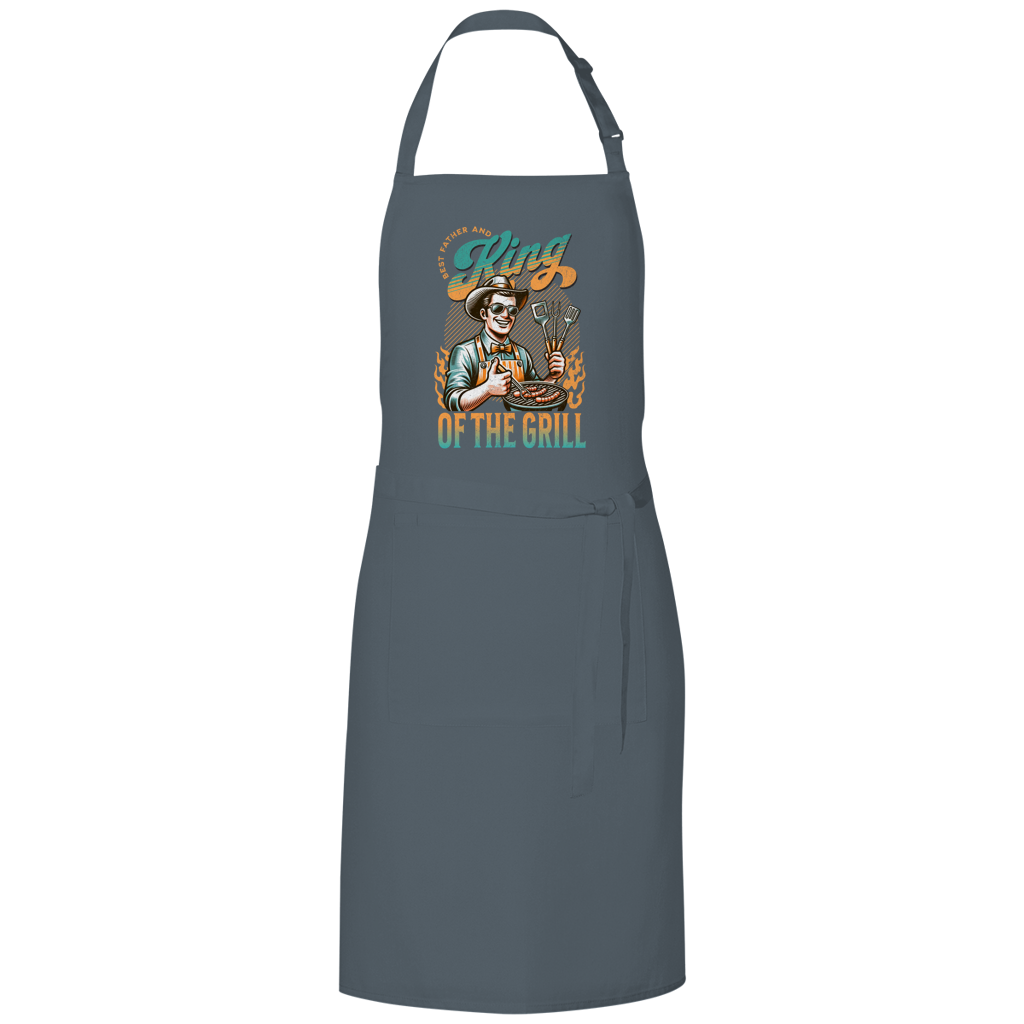 King of the Grill – Dark Grey Grillschürze – Streetwear für Väter – Frontansicht | Vaterstück