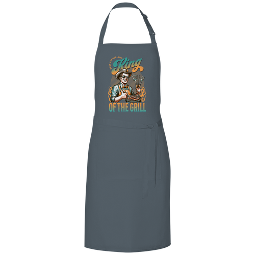 King of the Grill – Dark Grey Grillschürze – Streetwear für Väter – Frontansicht | Vaterstück