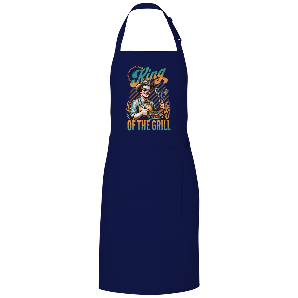 King of the Grill – Navy Grillschürze – Streetwear für Väter – Frontansicht | Vaterstück