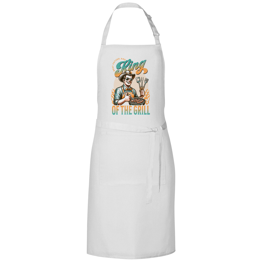 King of the Grill – White Grillschürze – Streetwear für Väter – Frontansicht | Vaterstück