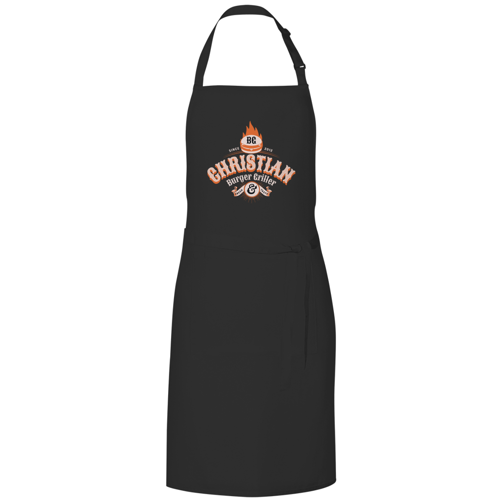 Burger Griller – Black Grillschürze – Streetwear für Väter – Frontansicht | Vaterstück