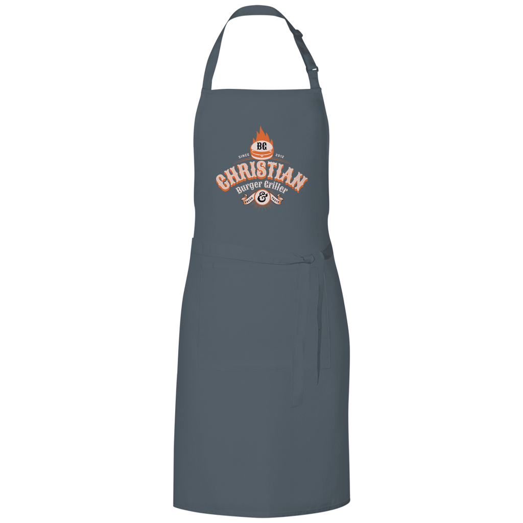 Burger Griller – Dark Grey Grillschürze – Streetwear für Väter – Frontansicht | Vaterstück