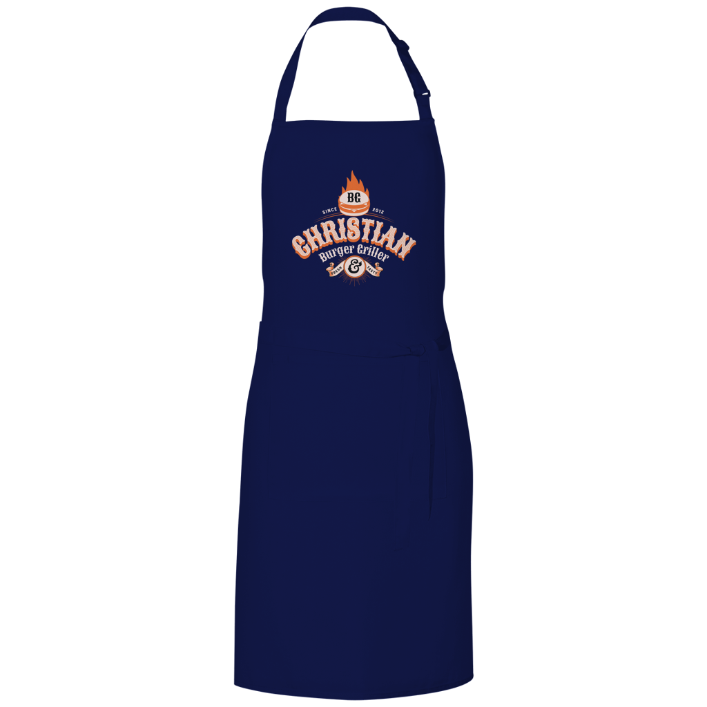 Burger Griller – Navy Grillschürze – Streetwear für Väter – Frontansicht | Vaterstück