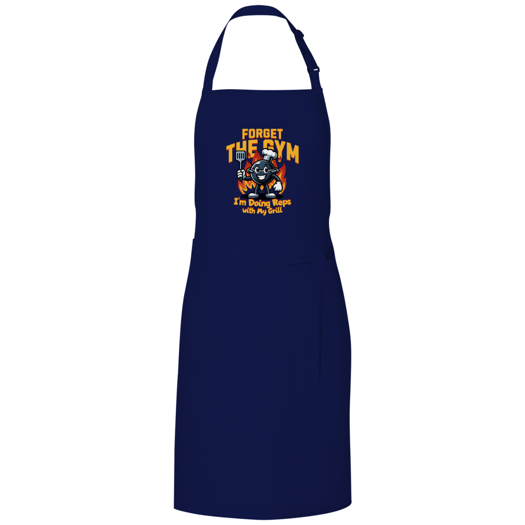 Forget the Gym – Navy Grillschürze – Streetwear für Väter – Frontansicht | Vaterstück