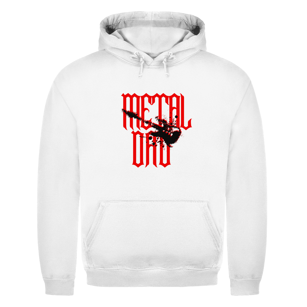 Metal Dad – Arctic White Hoodie – Streetwear für Väter – Frontansicht | Vaterstück
