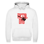 Metal Dad – Arctic White Hoodie – Streetwear für Väter – Frontansicht | Vaterstück