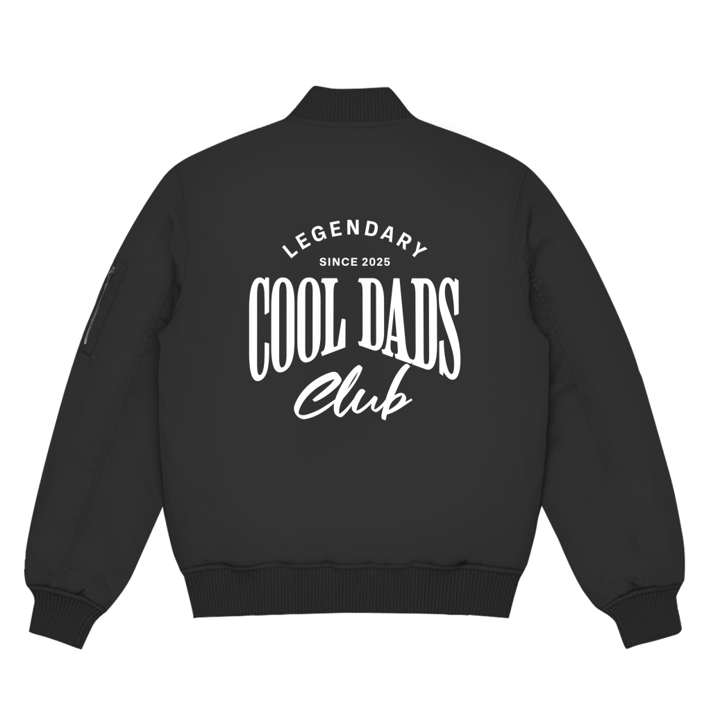 Legendary Cool Dads Club – Black Bomberjacke – Streetwear für Väter – Rückenansicht | Vaterstück