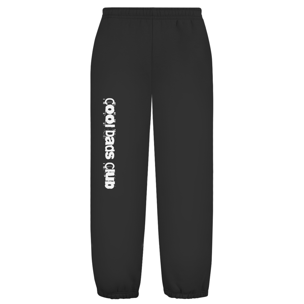 Cool Dads Club Typo2 – Black Oversize Sweatpants – Streetwear für Väter – Frontansicht | Vaterstück