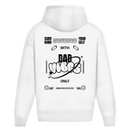 Dad Vibes Only – White Oversize Hoodie – Streetwear für Väter – Rückenansicht | Vaterstück