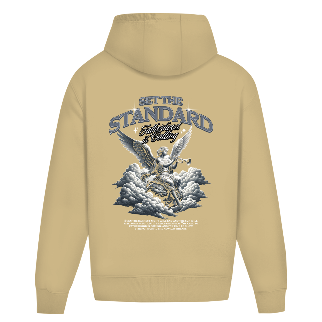 Set The Standard – Desert Sand Oversize Hoodie – Streetwear für Väter – Rückenansicht | Vaterstück