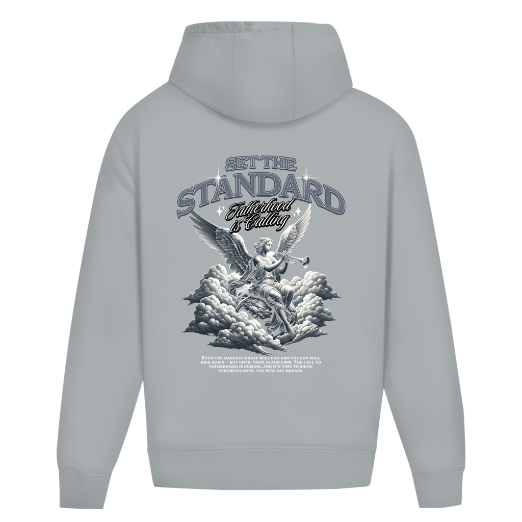 Set The Standard – Light Asphalt Oversize Hoodie – Streetwear für Väter – Rückenansicht | Vaterstück