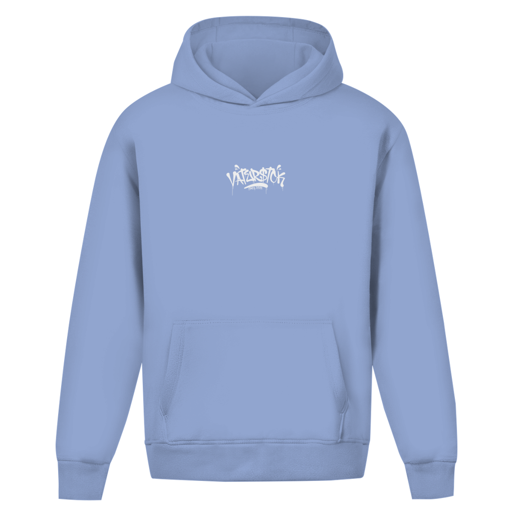 Signature Tag – Powder Blue Oversize Hoodie – Streetwear für Väter – Frontansicht | Vaterstück