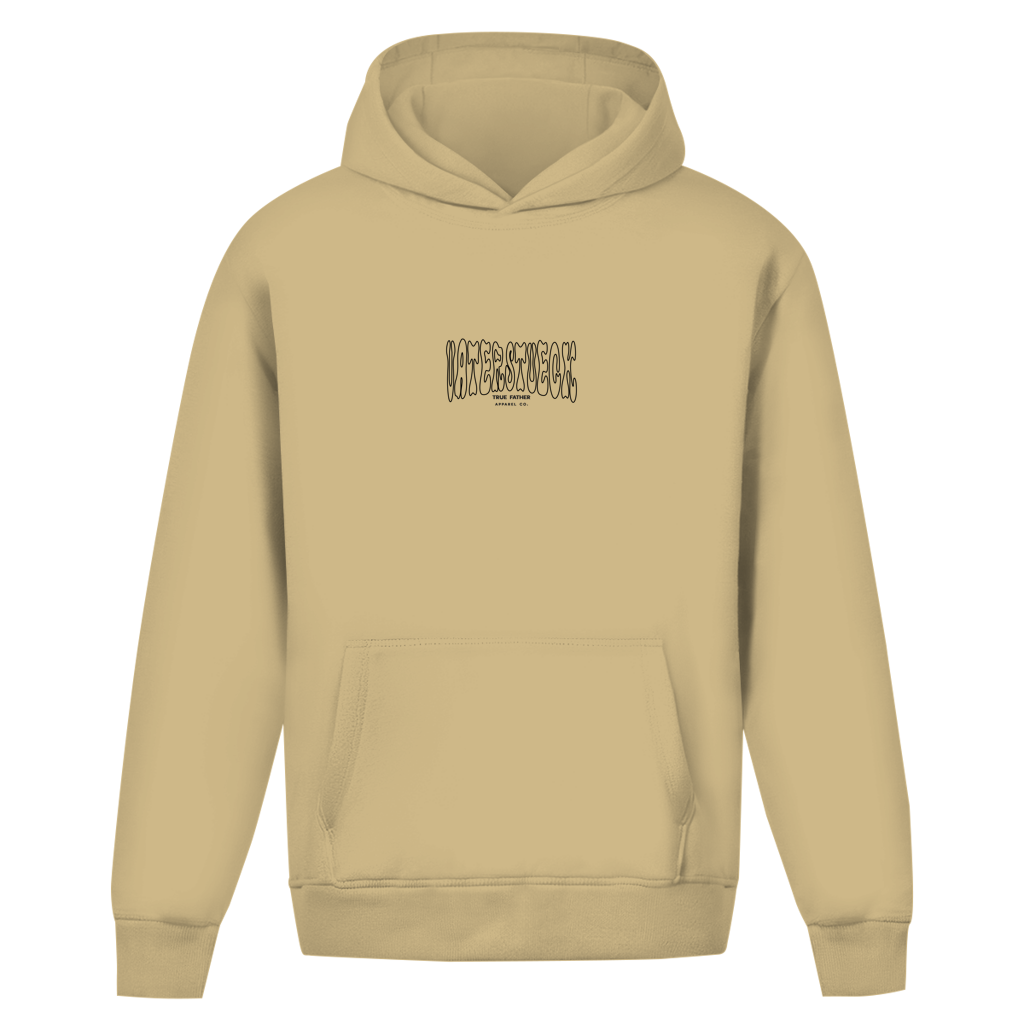 Distorted Outlines – Desert Sand Oversize Hoodie – Streetwear für Väter – Frontansicht | Vaterstück