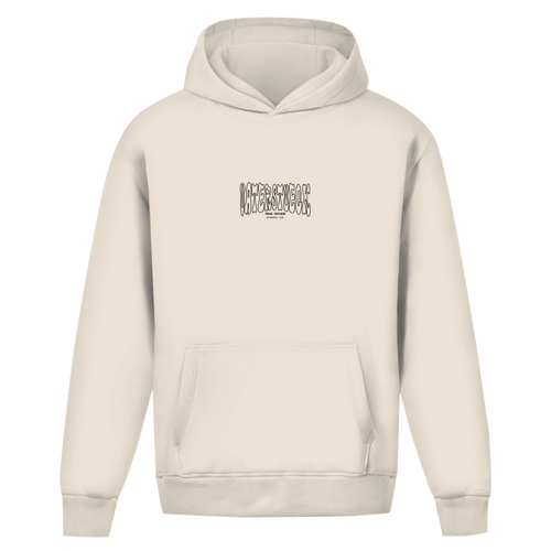 Distorted Outlines – White Sand Oversize Hoodie – Streetwear für Väter – Frontansicht | Vaterstück