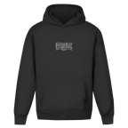Distorted Outlines – Black Oversize Hoodie – Streetwear für Väter – Frontansicht | Vaterstück