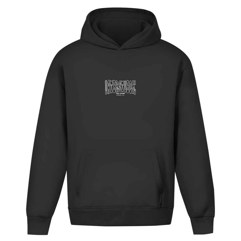Distorted Outlines – Black Oversize Hoodie – Streetwear für Väter – Frontansicht | Vaterstück