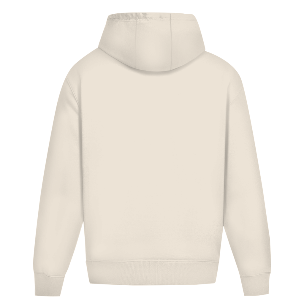 Distorted – White Sand Oversize Hoodie – Streetwear für Väter – Rückenansicht | Vaterstück