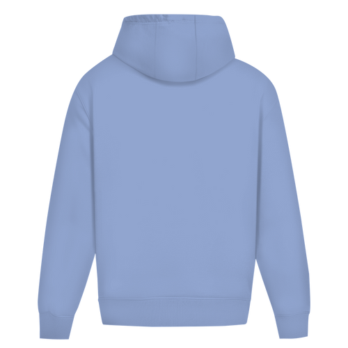 Distorted – Powder Blue Oversize Hoodie – Streetwear für Väter – Rückenansicht | Vaterstück
