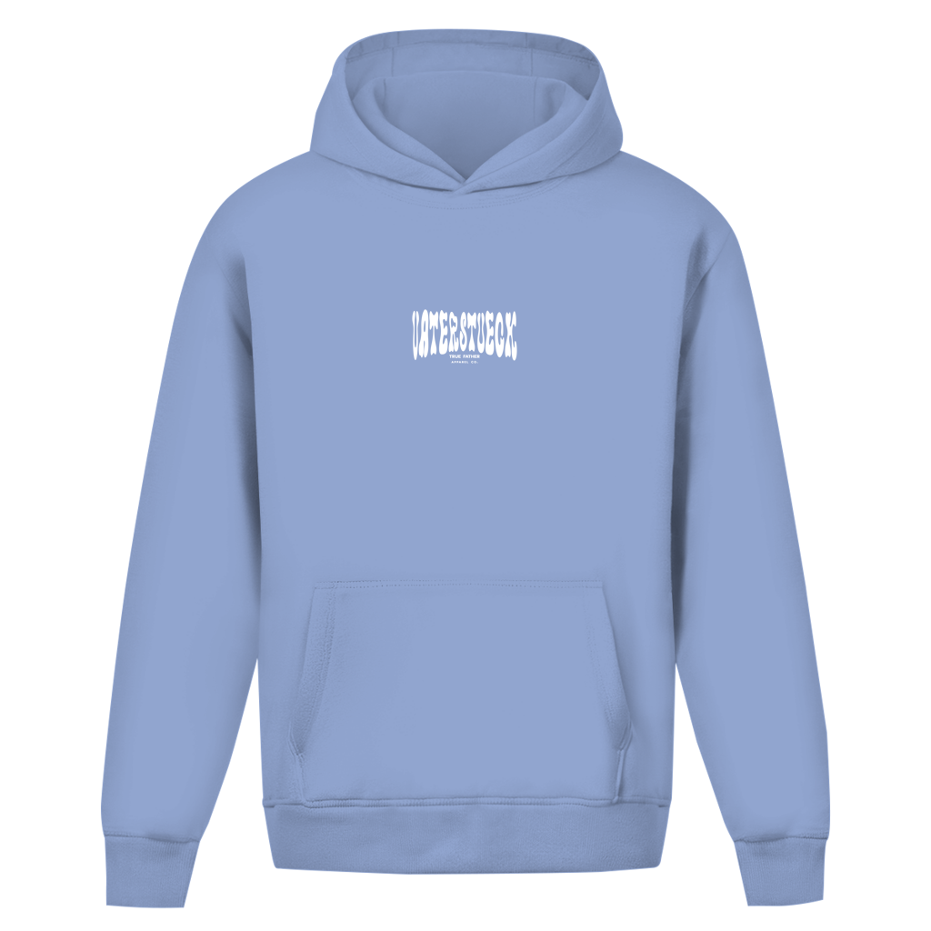 Distorted – Powder Blue Oversize Hoodie – Streetwear für Väter – Frontansicht | Vaterstück
