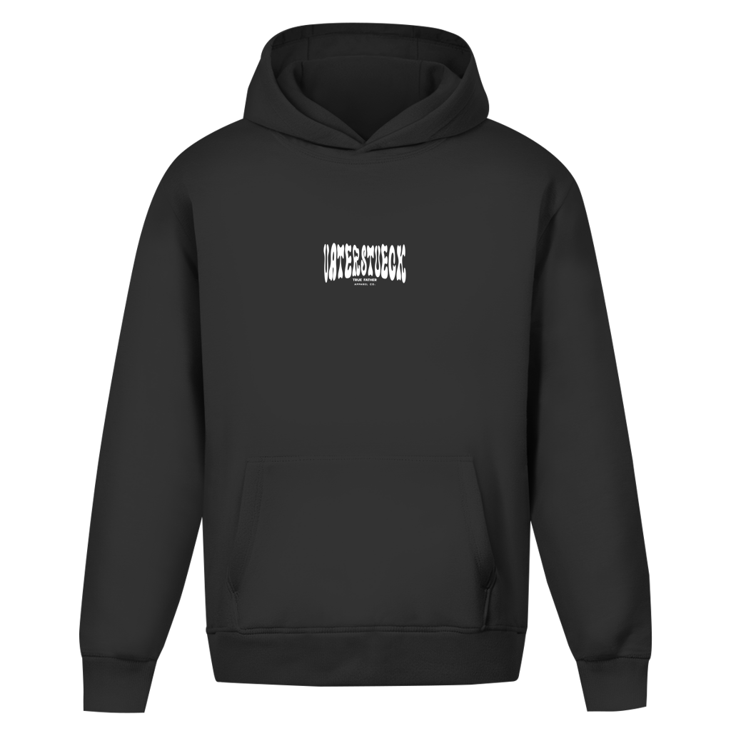 Distorted – Black Oversize Hoodie – Streetwear für Väter – Frontansicht | Vaterstück