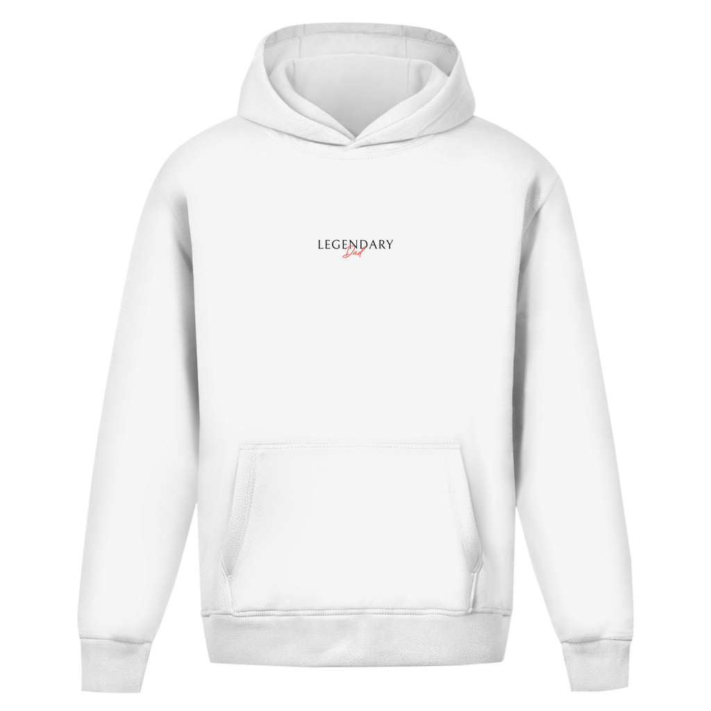 Legendary Dad – White Oversize Hoodie – Streetwear für Väter – Frontansicht | Vaterstück